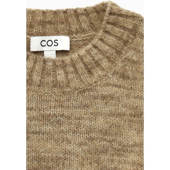 COS NEW Loose-Fit Cropped Sweater Beige Crew Neck Dolman Sleeve Casual Women's L - Picture 8 of 13